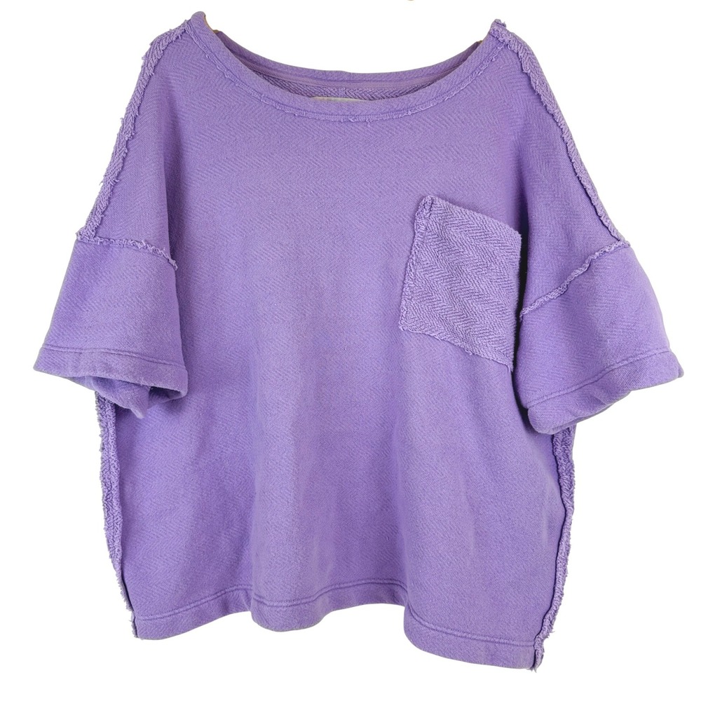 Free People FP Beach Lavender Terry Oversized Pullover Sweatshirt Beach Cover XS - Picture 1 of 16